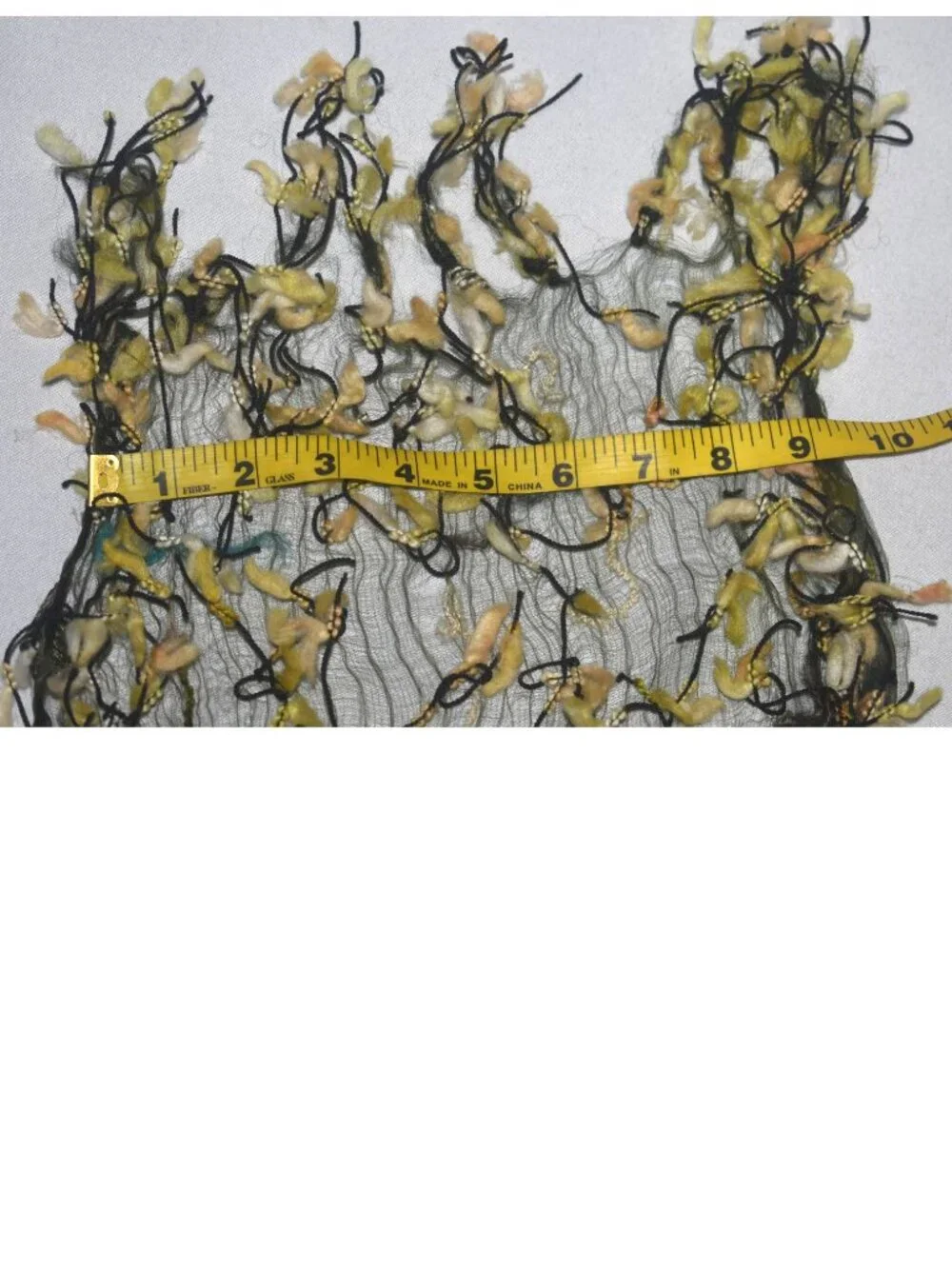 Vintage Fleurs Fiber Wearable Art Rectangle Sheer Web Scarf Fringe Pieces Silk